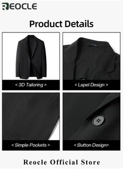 REOCLE Men's Casual Knit Blazer Business Suit Jacket Slim Fit 2 Button Lightweight Unlined Sport Coat Long-Sleeve Classic-fit Blazer  - Image 5