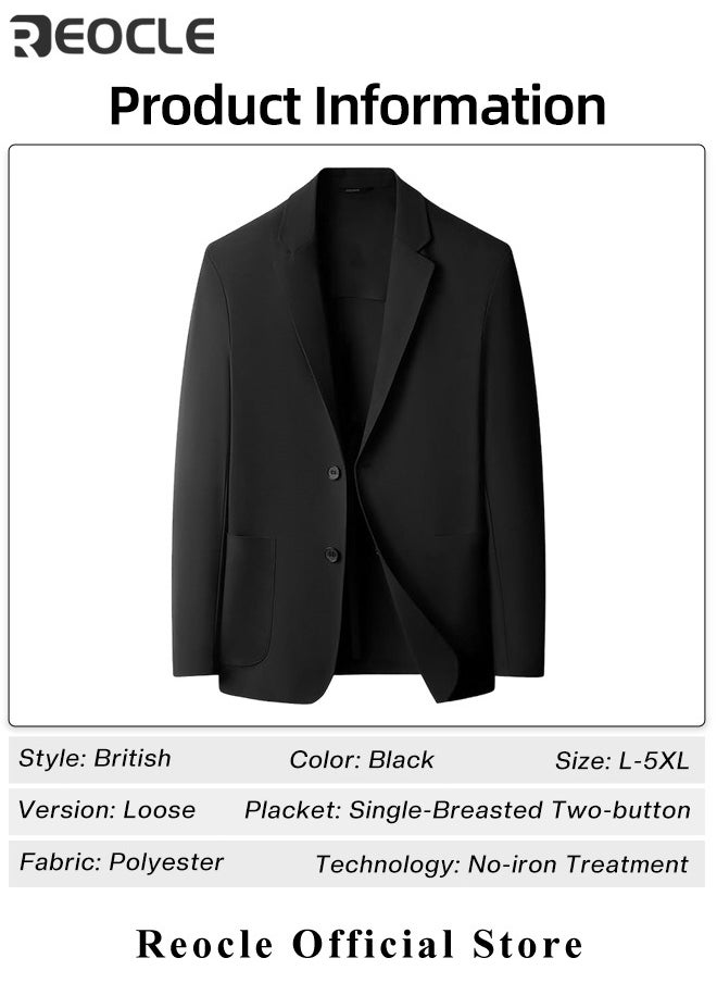 REOCLE - Men's Casual Knit Blazer Business Suit Jacket Slim Fit 2 Button Lightweight Unlined Sport Coat Long-Sleeve Classic-fit Blazer - Image 1