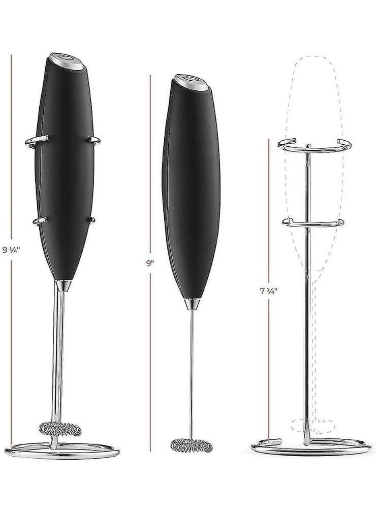 مضرب خفق اللبن المحمول باليد مع حامل يعمل بالبطارية وصانع رغوة الحليب - Image 3
