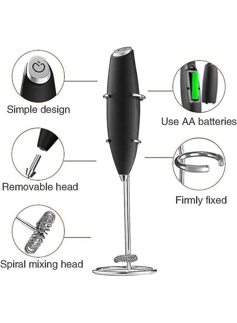 مضرب خفق اللبن المحمول باليد مع حامل يعمل بالبطارية وصانع رغوة الحليب - Image 4