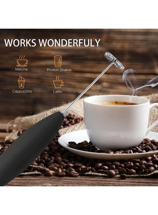 مضرب خفق اللبن المحمول باليد مع حامل يعمل بالبطارية وصانع رغوة الحليب - Image 5