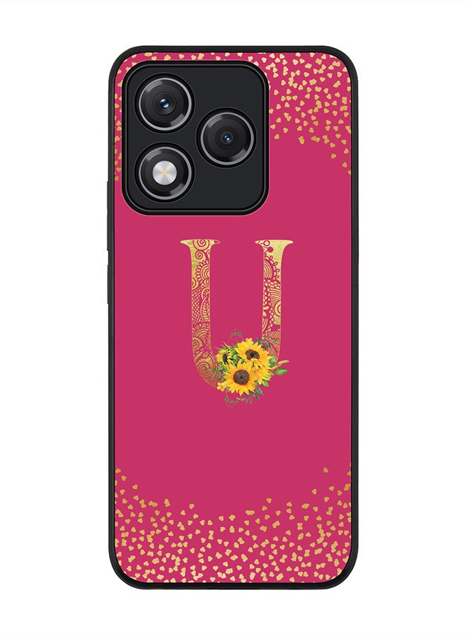 Stylizedd For Honor 400 Lite Case,Slim fit Camera Protection, Shockproof Thin Phone cover  - Custom Floral Monogram - U ( Deep Pink )