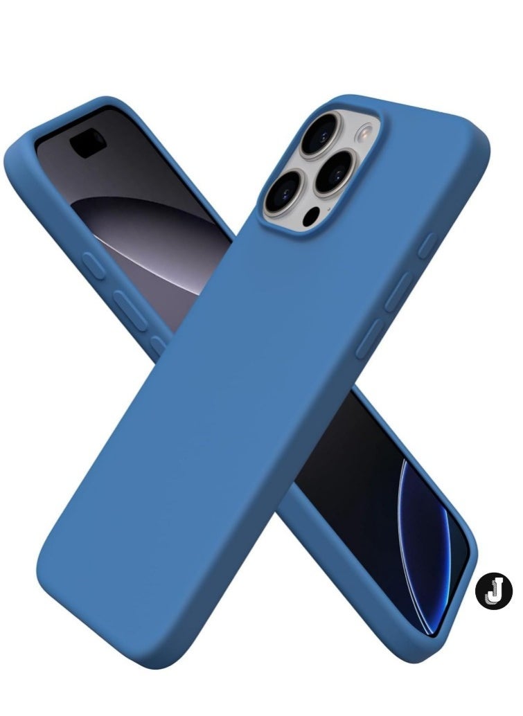 JAJEEK "New Soft Blue Silicone iPhone 16 Pro Max Case – Anti-Scratch & Shockproof Protection" - Image 1