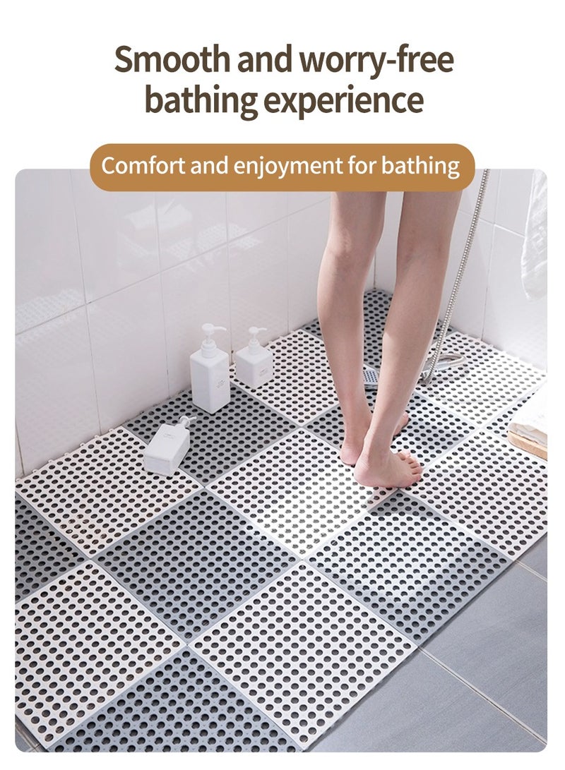 Set of 20 Bath Mats Anti-slip Shower Mat,30 x 30 cm PVC Bathtub Shower Floor Mat with Drainage Holes Floor Mat for Home Bathroom, Kitchen, Swimming Pool, Wet Area (10pcs Grey + 10pcs White) - Image 5