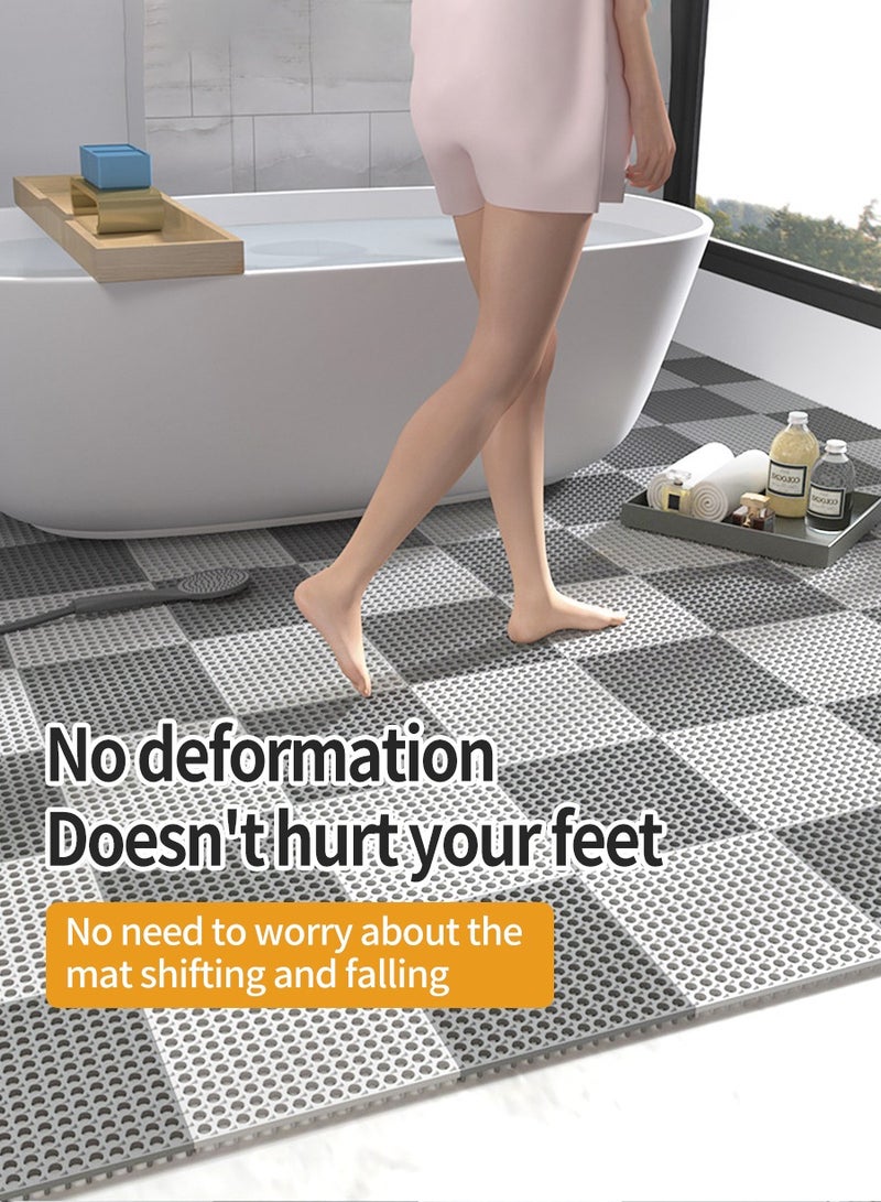 Set of 20 Bath Mats Anti-slip Shower Mat,30 x 30 cm PVC Bathtub Shower Floor Mat with Drainage Holes Floor Mat for Home Bathroom, Kitchen, Swimming Pool, Wet Area (10pcs Grey + 10pcs White) - Image 4