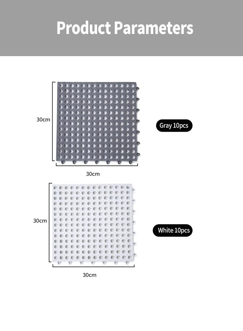 Set of 20 Bath Mats Anti-slip Shower Mat,30 x 30 cm PVC Bathtub Shower Floor Mat with Drainage Holes Floor Mat for Home Bathroom, Kitchen, Swimming Pool, Wet Area (10pcs Grey + 10pcs White) - Image 3