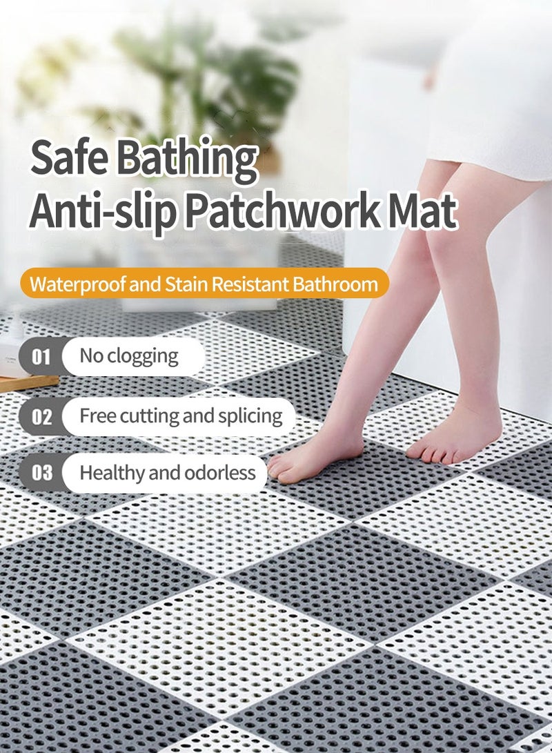 Set of 20 Bath Mats Anti-slip Shower Mat,30 x 30 cm PVC Bathtub Shower Floor Mat with Drainage Holes Floor Mat for Home Bathroom, Kitchen, Swimming Pool, Wet Area (10pcs Grey + 10pcs White) - Image 2
