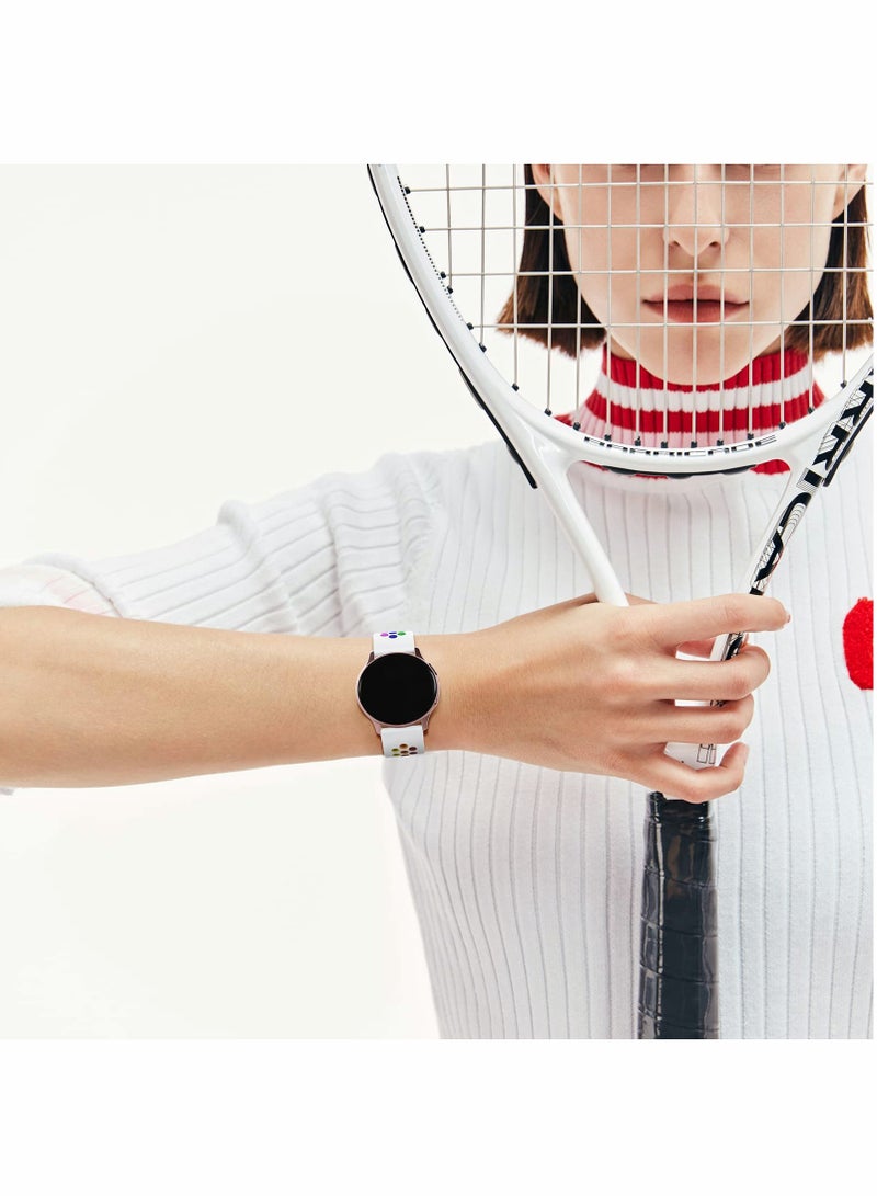 Excefore سوار متوافق لسامسونج جالكسي ووتش أكتيف 2 / سوار جالكسي ووتش 4 و سوار جالكسي ووتش 5 40mm 44mm / أساور جالكسي ووتش 5 برو 45mm، حزام رياضي ناعم من السيليكون 20mm للرجال والنساء، أبيض كبير - Image 3