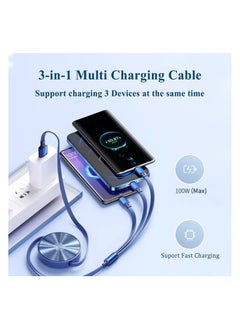 Generic Multi Charging Cable, 3 in 1 Charging Cable, Travel Charger  Adapter with Lightning/Type C/Micro USB Ports for Cell Phones/iPhone/Samsung/PS/Tablets (3.6Ft/1.1m)  - Image 2