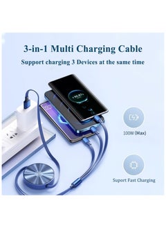 Generic Multi Charging Cable, 3 in 1 Charging Cable, Travel Charger  Adapter with Lightning/Type C/Micro USB Ports for Cell Phones/iPhone/Samsung/PS/Tablets (3.6Ft/1.1m)  - Image 3