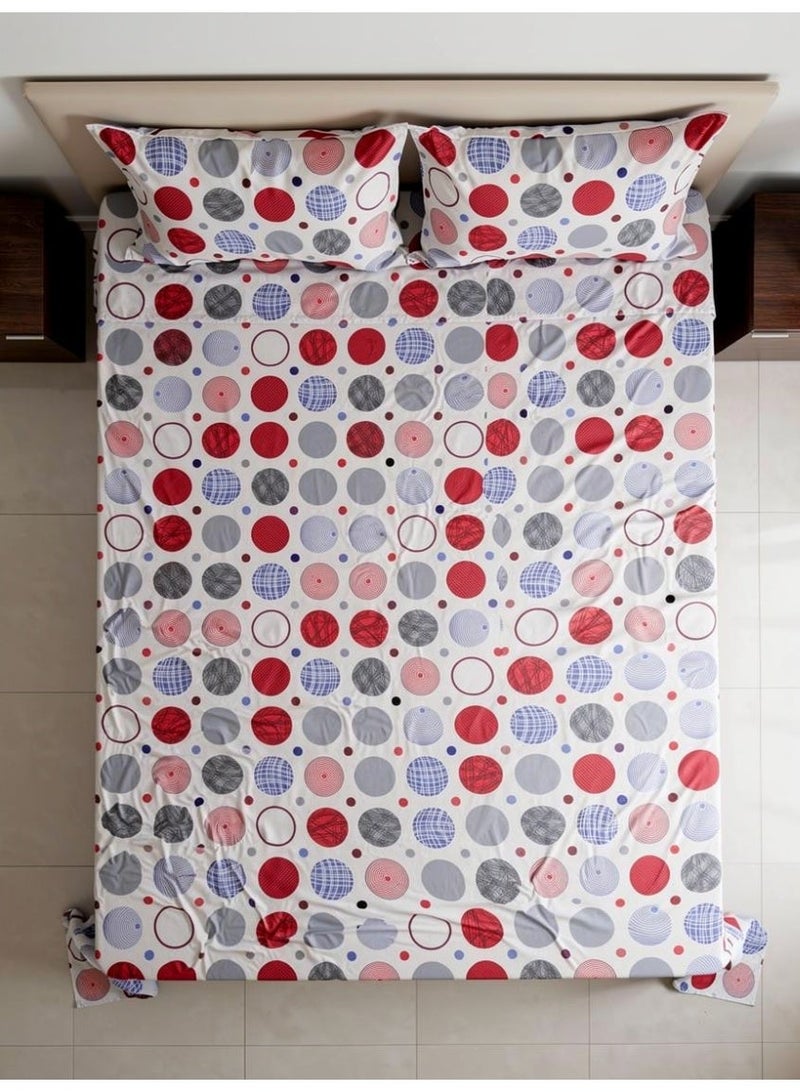 ريشا هوم King size Cotton Blend Flat Bedsheet Set 144 Thread Count Polka Dot Design 220x240 cm - Image 2