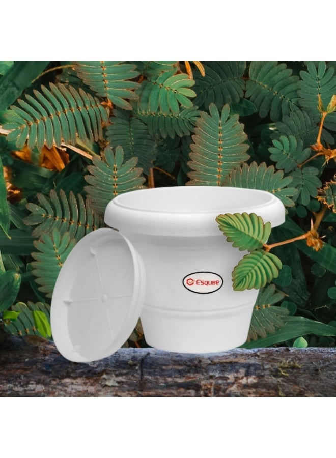 ESQUBE Plastic Flora Flower Pot with Lid - Image 4