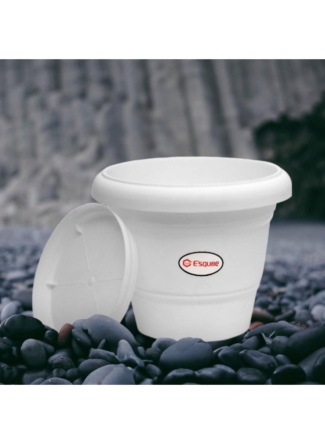 ESQUBE Plastic Flora Flower Pot with Lid - Image 5