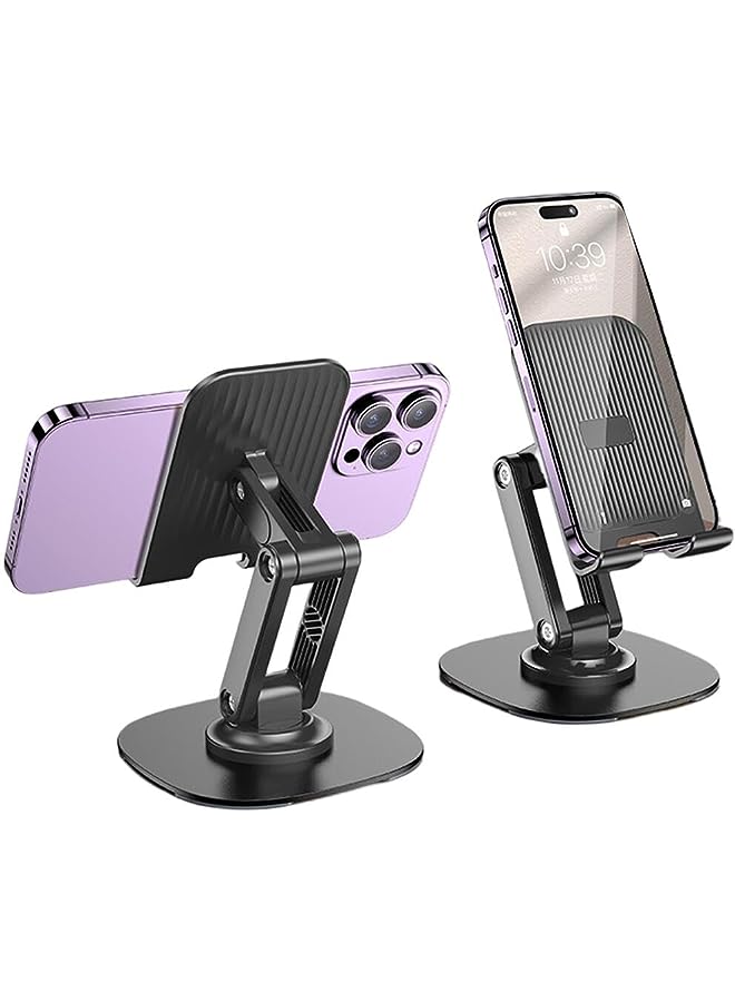Goodern Phone Stand for Desk,360° Rotating Cell Phone Stand Holder Adjustable Desktop iPhone Stand,Foldable Phone Holder Tablet Stand Heavy Duty Phone Stand,Compatible with All Mobile Phone-Black - Image 1