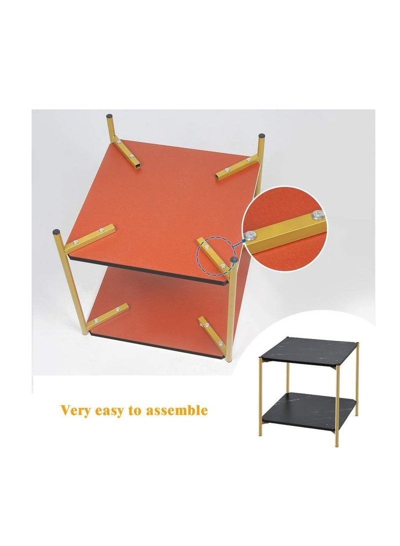 أثاث غرفة المعيشة طاولة القهوة الجانبية ذات الملمس المعدني الذهبي الحديث MDF - Image 2