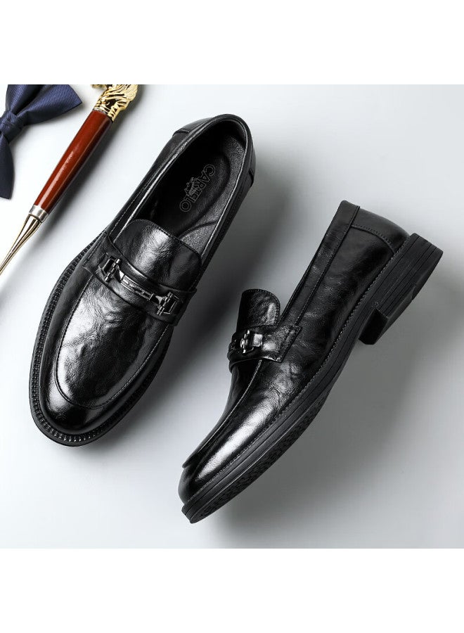 Cartelo Casual Leather Shoes For Men, Cowhide Slip-on Business Shoes, Soft-soled Breathable Men's Loafers, 9893 Black, Size 40 - Image 3