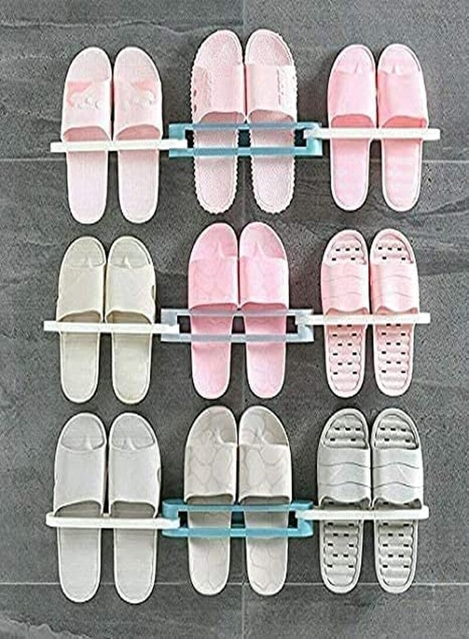 VINSU 3 in 1 Plastic Folding Shoe Rack Organizer with Wall Mounted Shoe Holder and Bathroom Towel Storage Shelf and Slipper Stand - Image 4