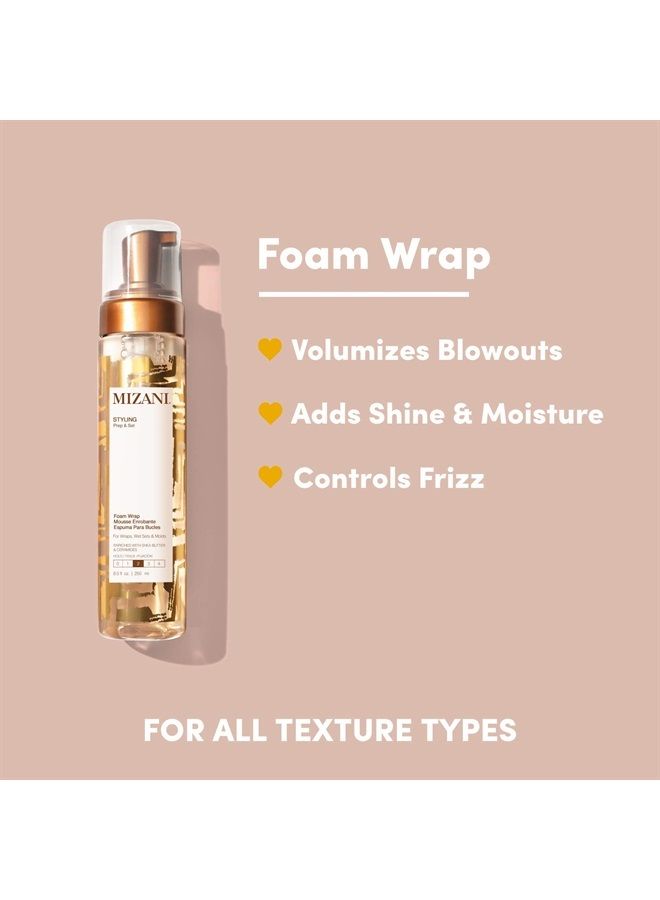Mizani Styling Foam Wrap | Balances Hydration, Shine & Hold | with Shea Butter | Paraben-Free | for Curly Hair | 8.5 Fl Oz