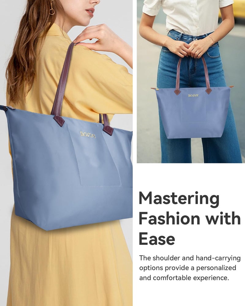 BOJLY Tote Bag for Women, 21 Liters Large Capacity Waterproof Tote Bag, Multi-Pocket Shoulder Bag, Suitable for Daily Travel, Work, Beach Shopping Bag Airy Blue - Image 2
