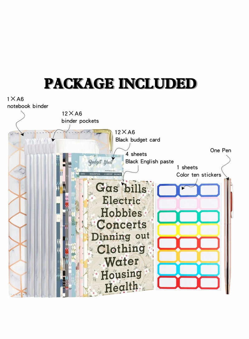 KASTWAVE Budget Binder - A6 Budget Binder with Zipper Cash Envelopes for Budgeting, Money Organizer for Cash, Budget Planner Money Savings Binder - Image 2