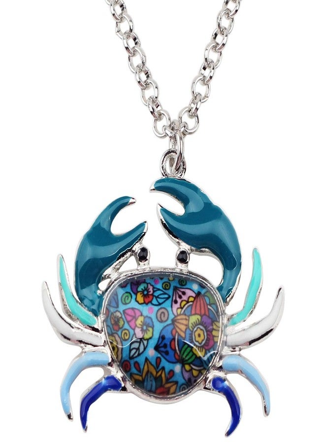 DUOWEI Cute Crab Necklace Pendant Hypoallergenic Jewelry Summer Spring Gifts (Blue) - Image 1