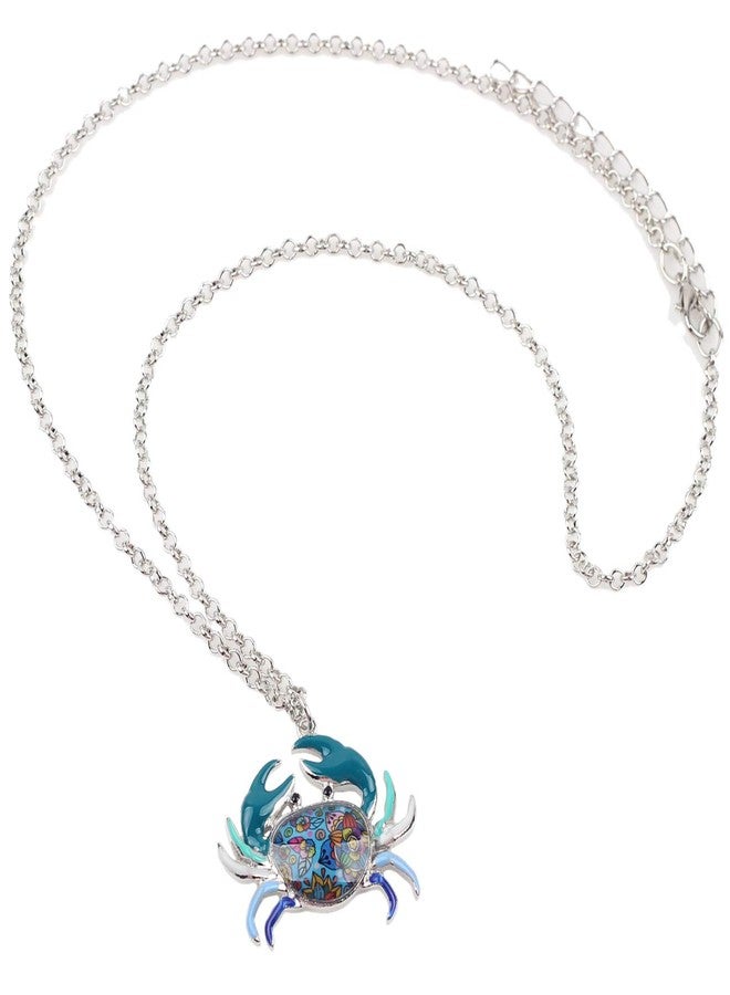 DUOWEI Cute Crab Necklace Pendant Hypoallergenic Jewelry Summer Spring Gifts (Blue) - Image 4