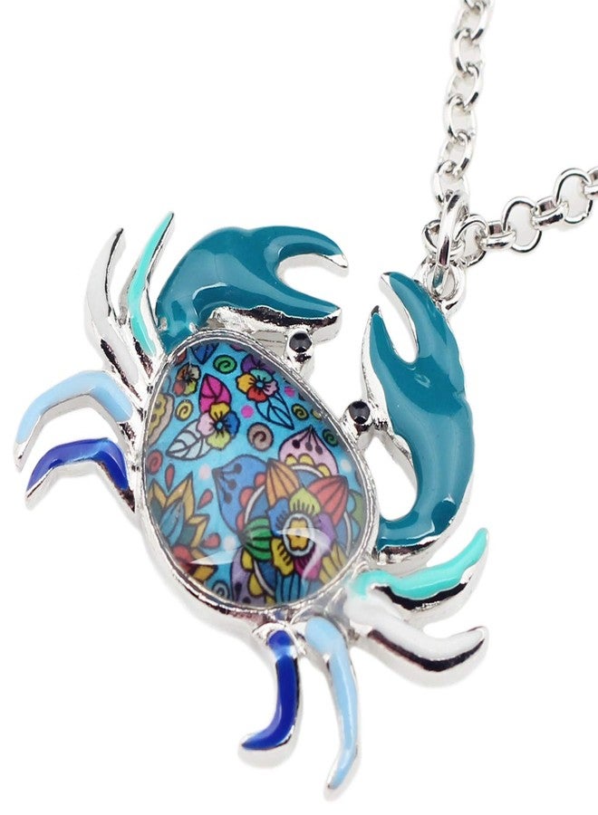 DUOWEI Cute Crab Necklace Pendant Hypoallergenic Jewelry Summer Spring Gifts (Blue) - Image 3