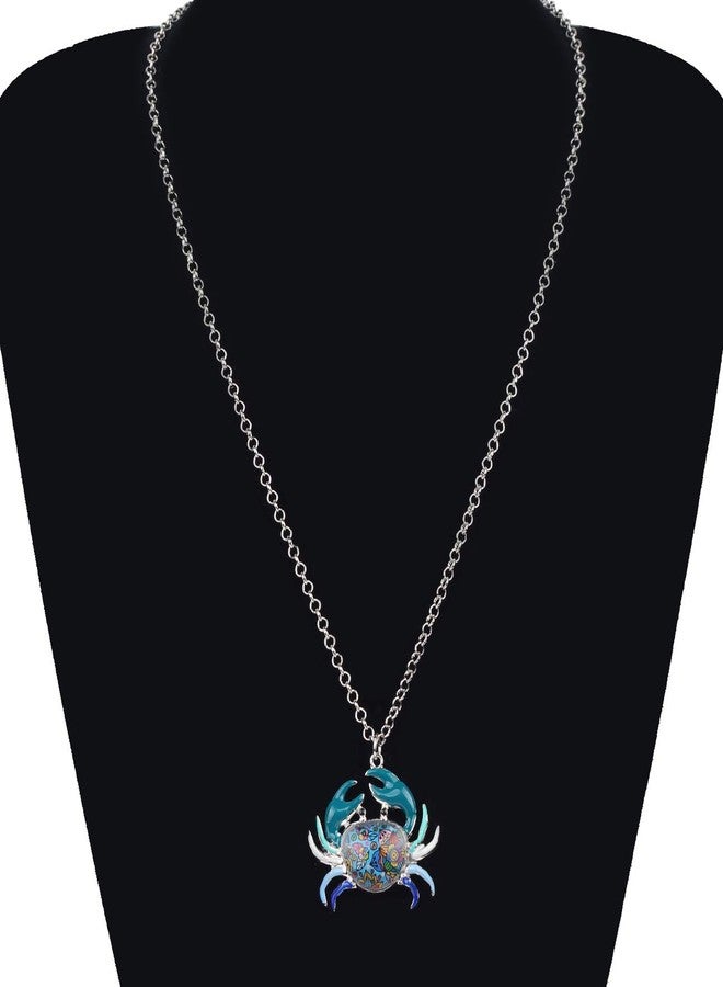 DUOWEI Cute Crab Necklace Pendant Hypoallergenic Jewelry Summer Spring Gifts (Blue) - Image 2