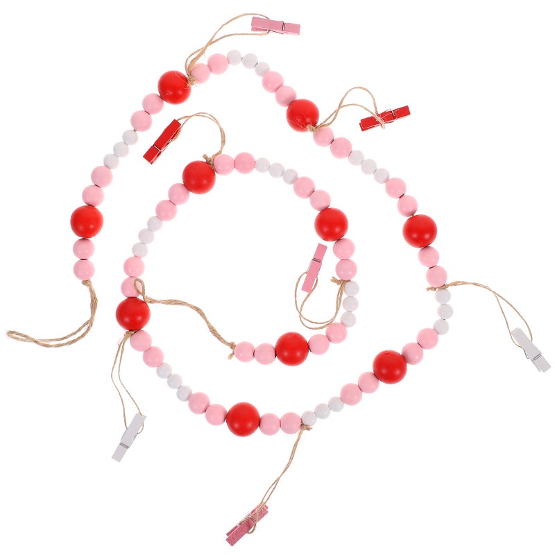 2pcs Hanging Bead Garland Wall Photo Display Clip Photo Display Garland with Clips - Image 1