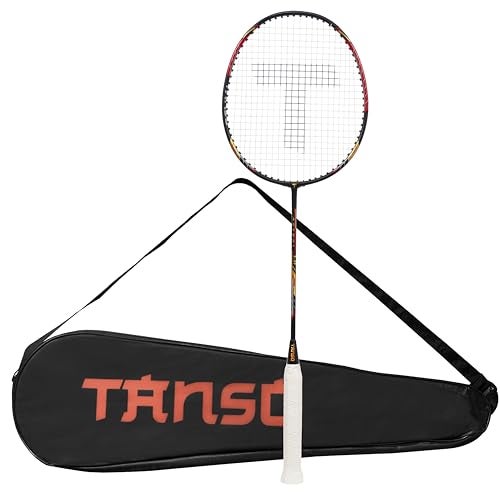TANSO Astral 1.0 Composite Strung Badminton Racket with Free Full Racquet Cover (90 Grams, Jointless, High Strength Aluminium Frame, Carbon Fibre Shaft, 24 Lbs Tension) - Image 1