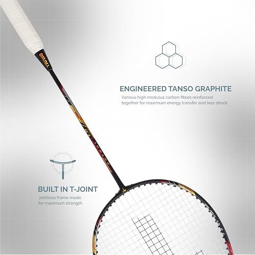TANSO Astral 1.0 Composite Strung Badminton Racket with Free Full Racquet Cover (90 Grams, Jointless, High Strength Aluminium Frame, Carbon Fibre Shaft, 24 Lbs Tension) - Image 2