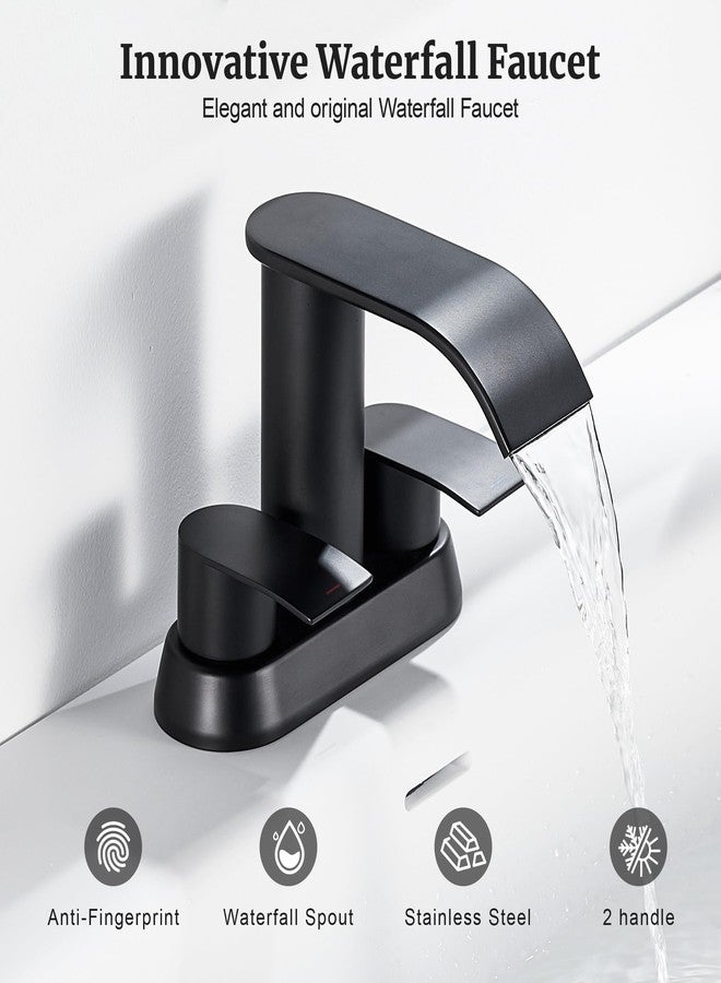 Ultimate Unicorn Black Waterfall Bathroom Faucet, 4 Inch Bathroom Sink Faucet for 3 Hole or 2 Hole, Anti-Splash Design Sink Faucets with Pop Up Drain, Easy Install for Vanity, RV, Lavatory - Image 5