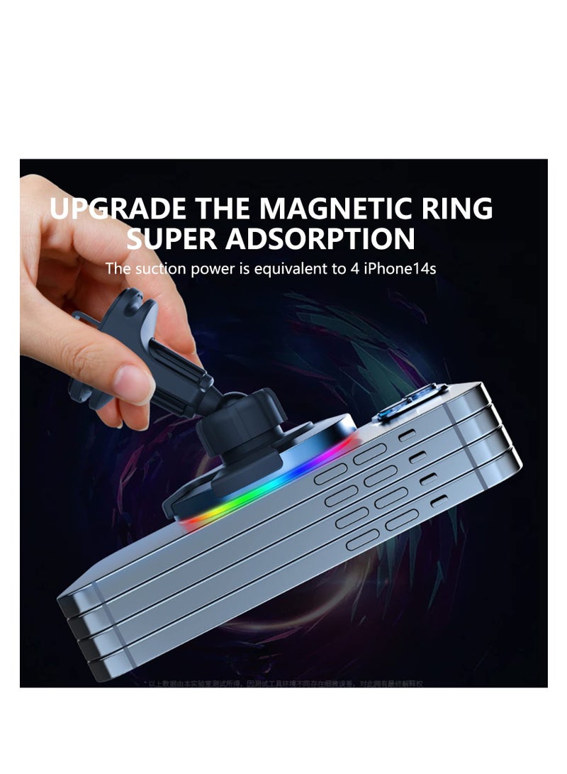 SYOSI 1 PC Wireless Car Charger, 15W Decorative Rhythm Light Fast Charging Auto-Clamping Air Vent Car Phone Holder Mount Compatible with iPhone13/12/11/Pro/Mini/Xr/Xs/X/8, Samsung S22/S22 - Image 3