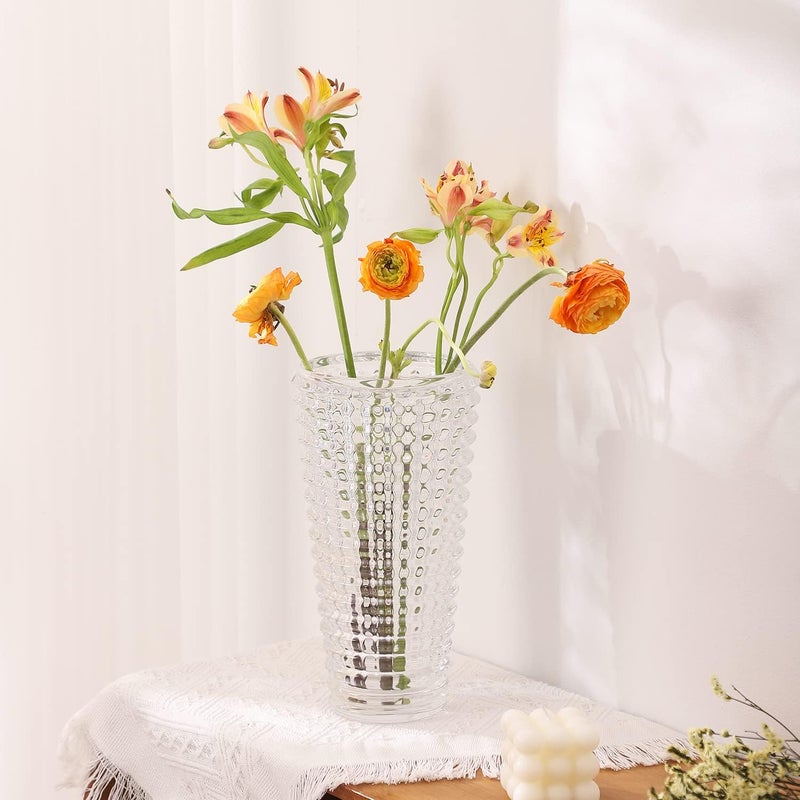 mcmcncuiu Large Crystal Vase for Flowers, Clear Cylinder Vase, Large Glass Vases, Modern Decorative Vases for Living Room, Bedroom, Kitchen, Dining Table, Mantle, Wedding, Heavy Duty, 11 Inch - Image 5