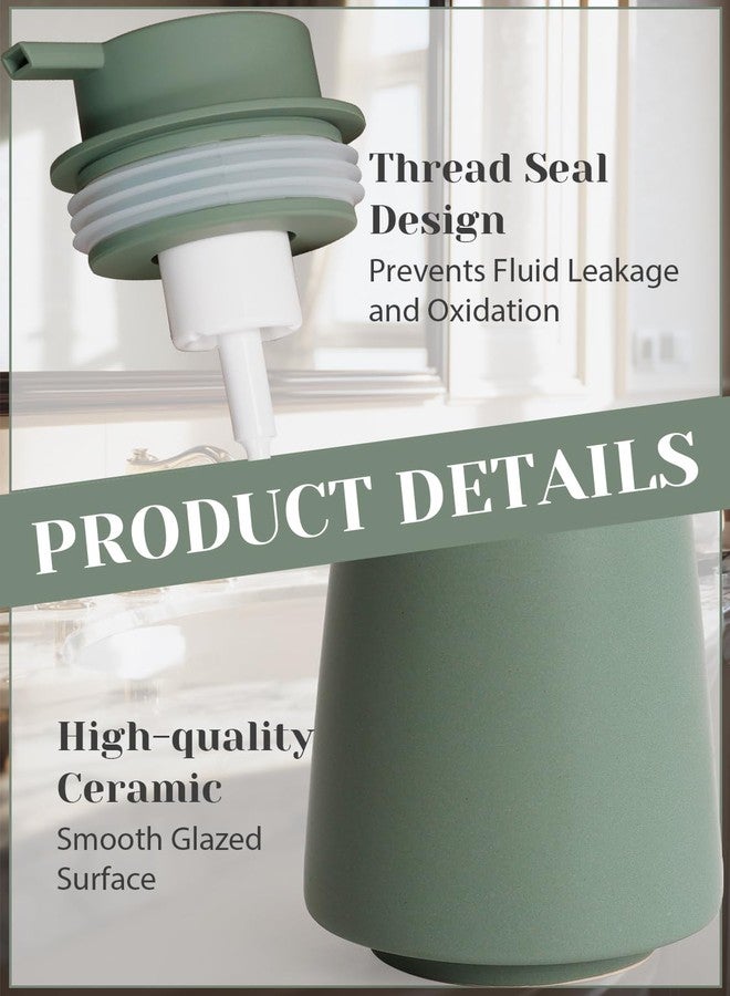 INGOFIN Ceramic Foaming Soap Dispenser -14 oz Foam Hand Soap Dispenser Bathroom Modern Refillable Dish Wash Bottle for Kitchen with Large Pump Matte Green - Image 5