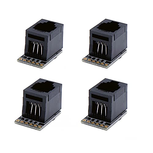 Treedix 4PCS RJ11 6-pin Breakout Board with PCB Mount Black Modular Jack 6P6C Telephone Socket Connector Jack Coupler - Image 1