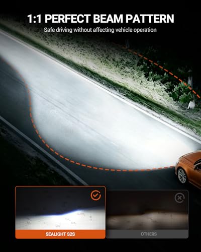 SEALIGHT 9005HB3 H11H8H9 Bulb 8x Brightness 80000LM Wireless HB3 H9 Lights With Cooling Fan 11 Subsize Quick Installation 70000Hrs Lifespan Headlight Eyebrows Pack of 4 - Image 3