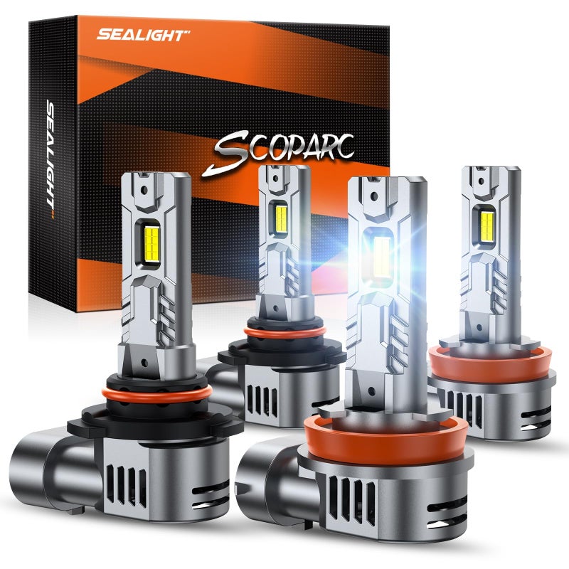 SEALIGHT 9005HB3 H11H8H9 Bulb 8x Brightness 80000LM Wireless HB3 H9 Lights With Cooling Fan 11 Subsize Quick Installation 70000Hrs Lifespan Headlight Eyebrows Pack of 4 - Image 2