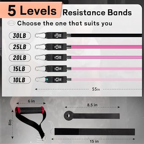 LAFILLETTE Natural Rubber Resistance Bands Set,Home Workouts, Muscle Training, Shape Body (Pink) - Image 2