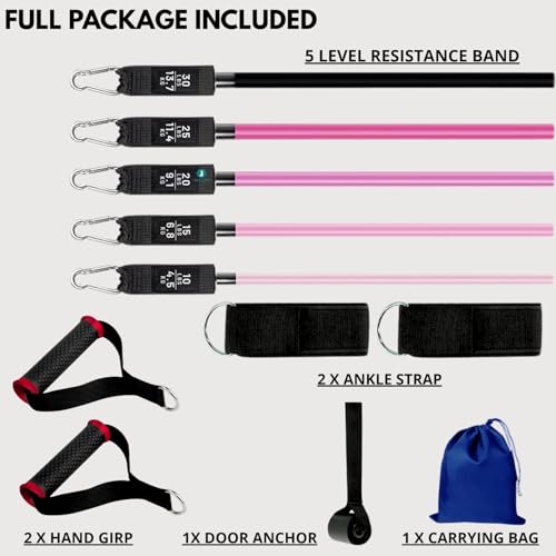 LAFILLETTE Natural Rubber Resistance Bands Set,Home Workouts, Muscle Training, Shape Body (Pink) - Image 3