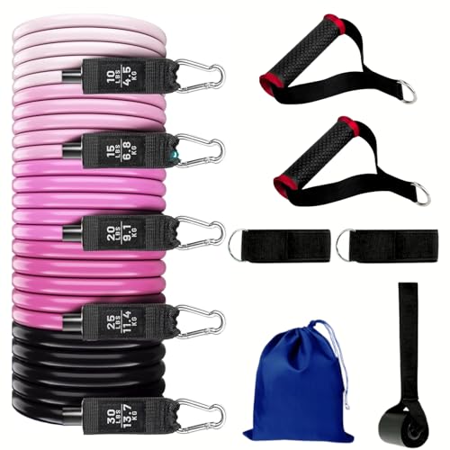 LAFILLETTE Natural Rubber Resistance Bands Set,Home Workouts, Muscle Training, Shape Body (Pink) - Image 1
