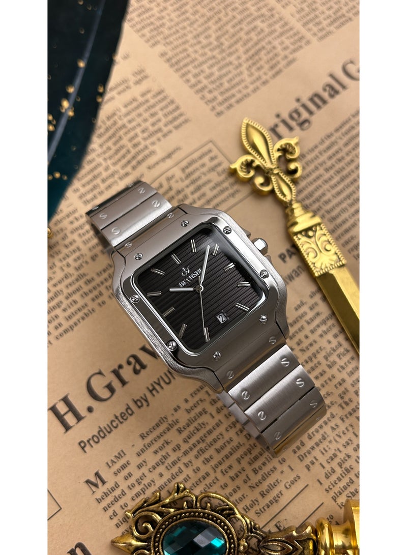 ديفوشي ساعة ديفوشي رجالية فاخرة – تصميم مربع فضي – مقاومة للماء مع ضمان سنتين - Image 3