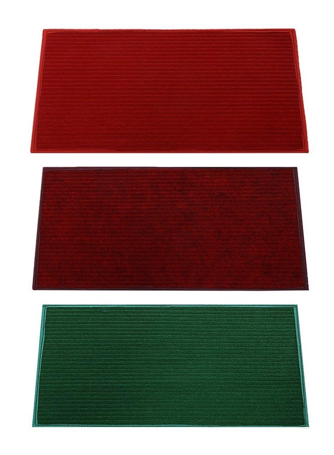 Kuber Industries Rectangular Door Mat|Circle Print Design & Soft Microfiber|Anti Slip & Water Absorbant|Size 56 X 37 Cm, Pack of 3 (Red, Maroon & Green) - Image 1