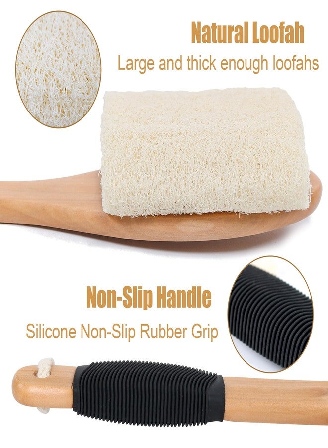 OWIIZI Back Loofah Scrubber Brush with Long Handle, Hard Loofa Sponge Body Bath Scrubber for Shower, Natural Luffa Skin Exfoliating On a Stick for Men Women Elder - Image 3