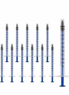 12 Pack 1ml Plastic Syringes With Luer Slip Tip, Individually Sealed with Measurement for Refilling and Measuring Liquids, Scientific Labs Experiment, Feeding Pets, Oil or Glue Applicator (No Needle)