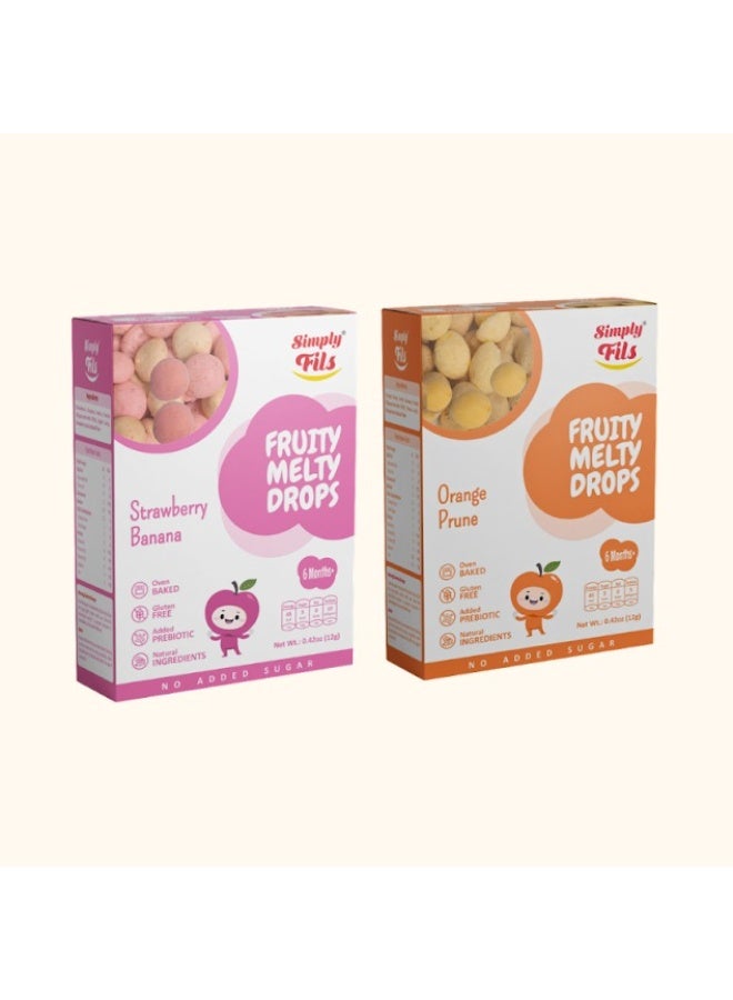 Simply Fils Fruits Melty Drops( pack of 2) Strawberry Banana, Orange Prune - Image 1