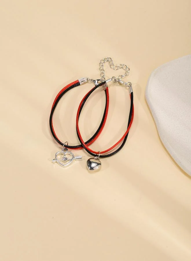 Take Two Pack of 2 Multi-Color Heart Charm Bracelets