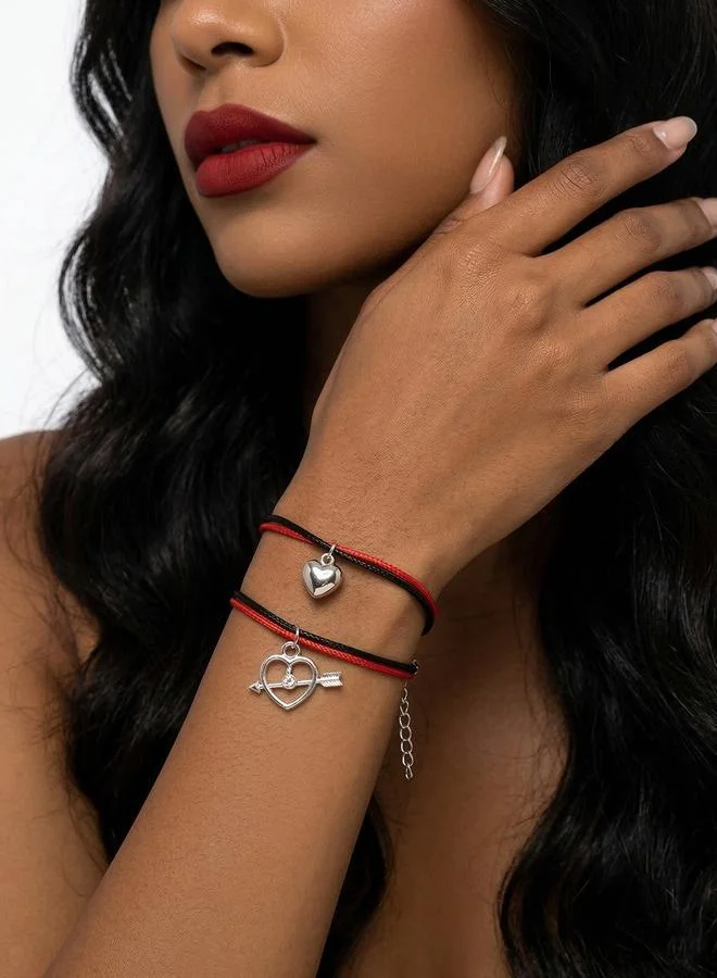 Take Two Pack of 2 Multi-Color Heart Charm Bracelets