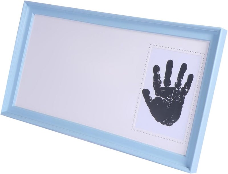 Keepsake Hand and Footprint Photo Frame for Growth Record, Blue Newborn Memory Frame with Ink Pad for ’s 12-month Milestone and Nursery Decor - Image 1