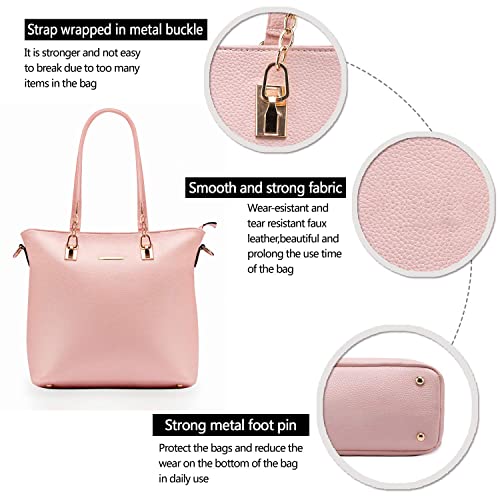 2E-youth Women Designer Purses And Handbags Set Satchel Shoulder Bags Tote Bags 6pcs Wallets (light pink) - Image 5